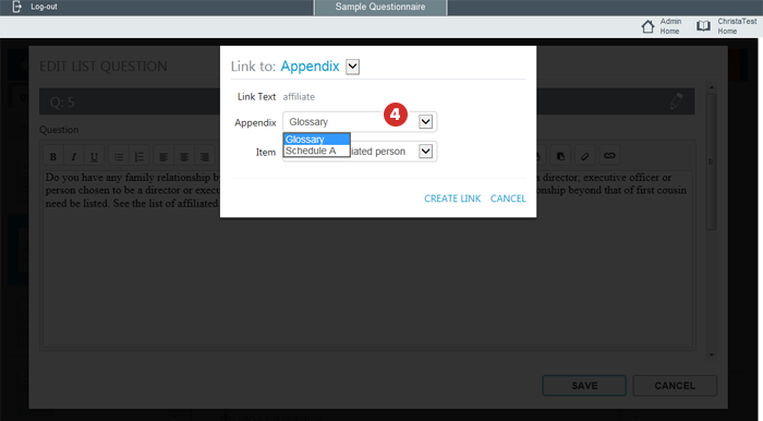 Linking to appendix items (Evaluations)