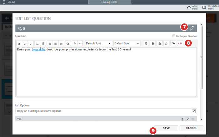 Linking to linkable questions (Evaluations)