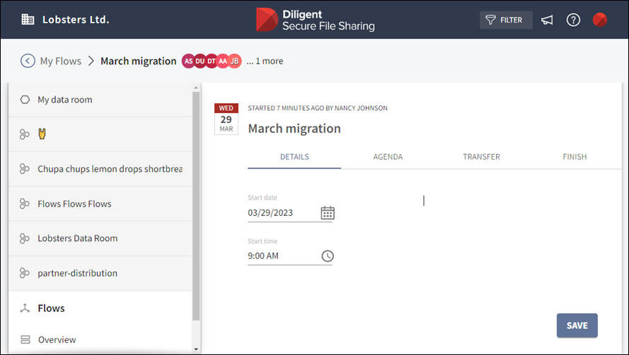 Meeting Flow tabs